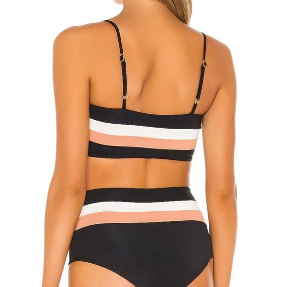NWT L*space Rebel Stripe Bikini Top in Black, Cream & Chestnut XS - Picture 3 of 7